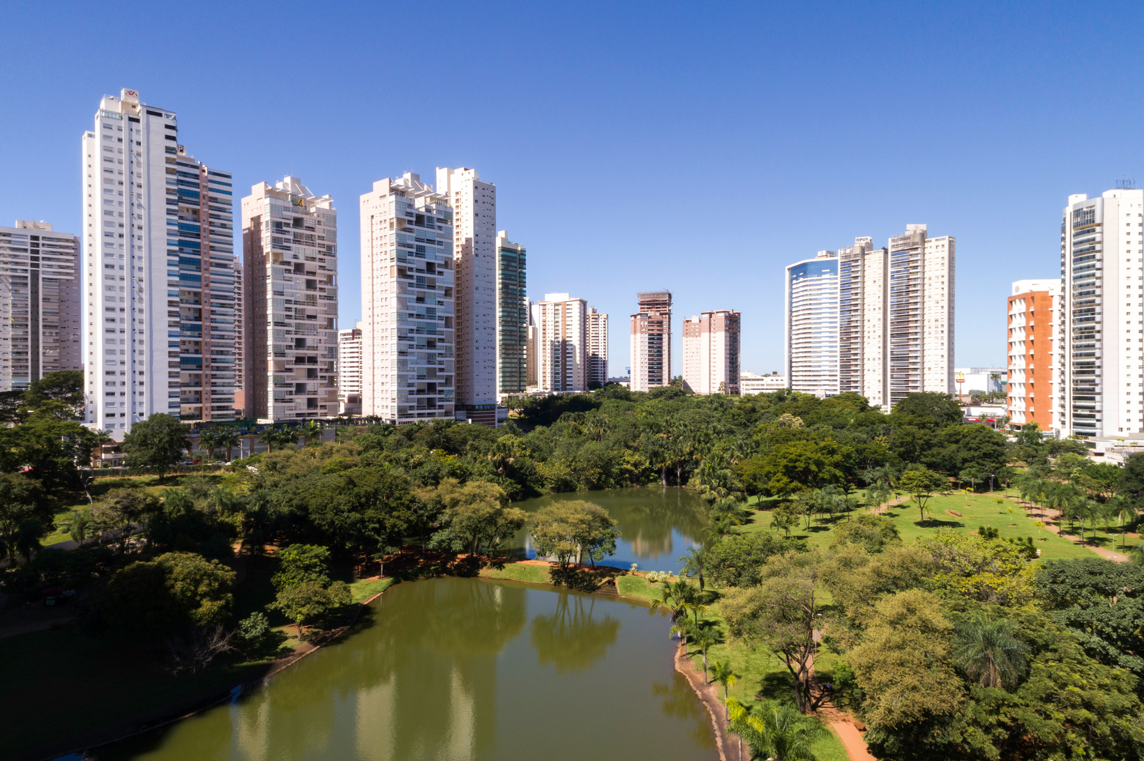 Skyline of Goiânia (GO), showing Flamboyant park